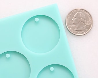 Shiny Drilled 1.25 inch Coin Shape Mold, Flat Round Pendant Mold, Shiny Silicone Mold, 1-1/4 inch Circle Mold, Flat Circle Mold