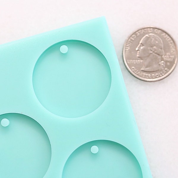Shiny Drilled 1.25 inch Coin Shape Mold, Flat Round Pendant Mold, Shiny Silicone Mold, 1-1/4 inch Circle Mold, Flat Circle Mold