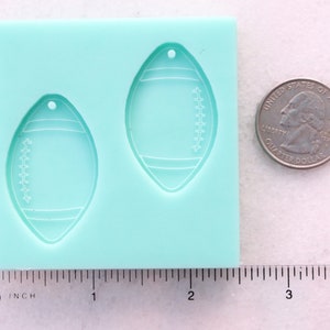 Shiny Etched 1.5 Inch Drilled Football Shape Pendant Mold, Football Pendant Mold, Football Drop Mold, Football Mold, Football Jewelry Mold