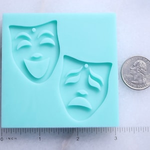 Shiny Drama Pendant Mold, Theater Mask Pendant Mold, Masquerade Pendant Mold, Theatre Jewelry Mold