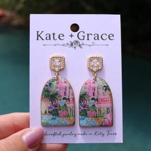 Handmade Polymer Clay Tropical Drop Earrings with Gold Plated Hardware