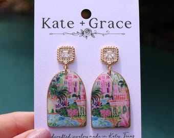 Handmade Polymer Clay Tropical Drop Earrings with Gold Plated Hardware
