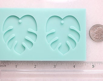 2" Monstera Drop Earrings Resin Mold, Monstera Leaf Pendant Mold, Tropical Leaf Pendant Mold, Shiny Leaf Mold, Monstera Jewelry Mold