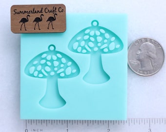 Shiny Mushroom with Cutouts Earrings Mold, Mushroom Jewelry Mold, Mushroom Drop Earrings Mold, Mushroom Pendant Mold, Mushroom Earrings Mold