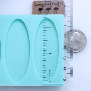 2 3/8 Wide x 15/16 Tall x 1/8 Deep Oval Barette Mold, 60mm x 29mm x 3mm Deep Shiny Flat Oval Barette Mold image 3