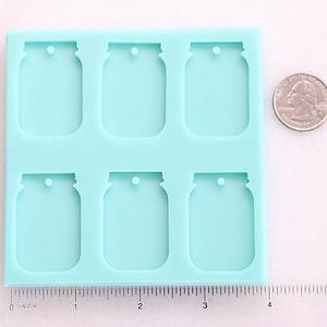 Shiny Mason Jar Pendant Mold, Mason Jar Mold, Mason Jar Earring Mold, Mason Jar Drop Mold, Mason Jar Dangle Mold, Mason Jar Earrings Mold