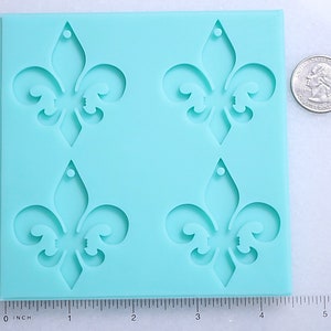 Shiny 2” Fleur De Lis Drop Earrings Resin Mold, Fleur De Lis Pendant Mold, Fleur-de-lis Jewelry Mold, Fleur De Lis Dangle Earrings Mold