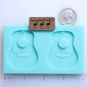 Etched Guitar Pendant Mold, Etched Guitar Earrings Mold, Etched Guitar Jewelry Mold, Guitar Drop Earrings Mold, Guitar Drop Mold