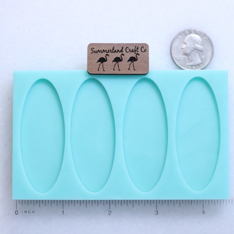 2 3/8 Wide x 15/16 Tall x 1/8 Deep Oval Barette Mold, 60mm x 29mm x 3mm Deep Shiny Flat Oval Barette Mold image 1