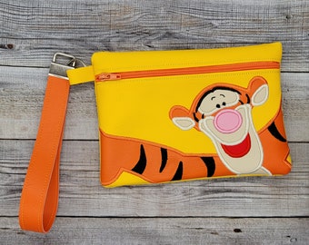 Orange Tiger Vinyl Zipper Bag