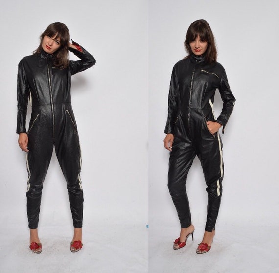 Vintage 80’s faux leather motorcycle jumpsuit