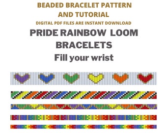 Vibrant Rainbow Pride Beaded Bracelet Patterns and Tutorial - DIY Jewelry Making Guide, Gay Miyuki beaded bracelet, fill your wrist, love