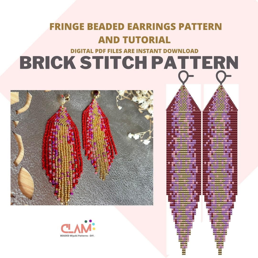 Extra Large Fringe Earrings Tutorial and Pattern Red Beaded Etsy