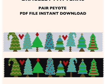 Modèle de bracelet Miyuki Sapin de Noël, tutoriel de perles de peyotl (téléchargement PDF)
