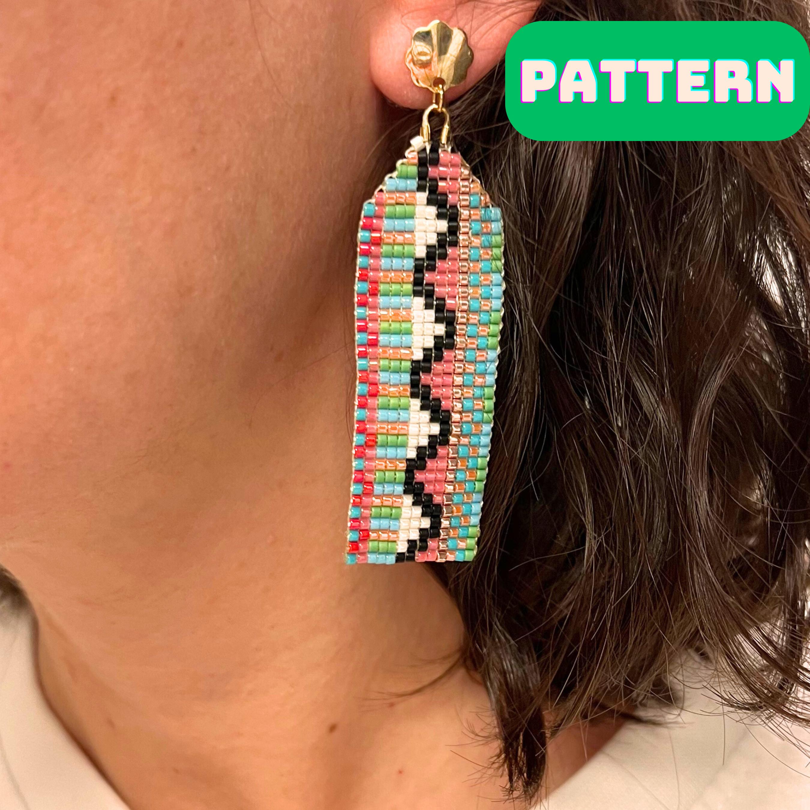 Dangle Earring Patterns Beaded Dangle Earrings Pattern: Miyuki Delica Loom Technique (PDF File ...