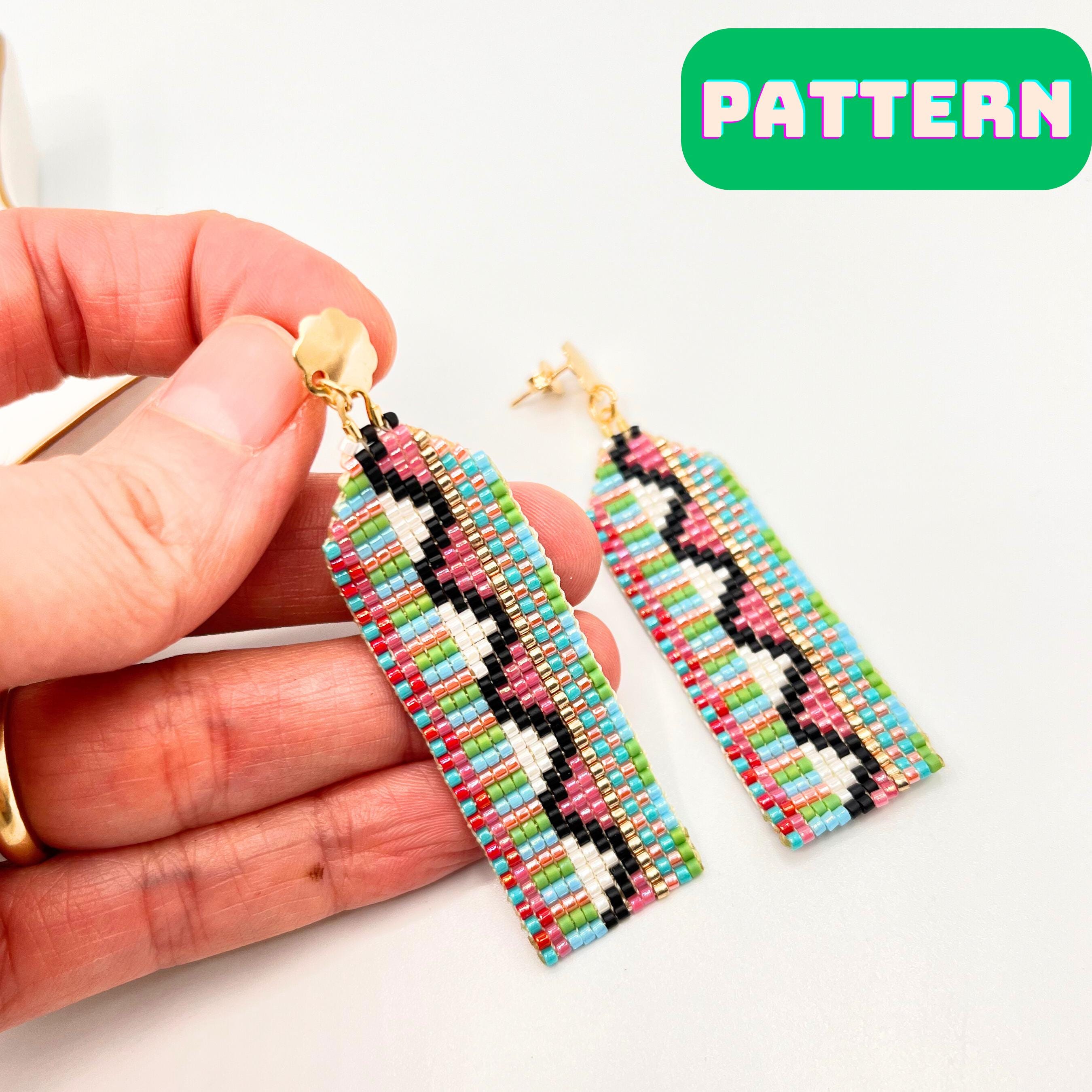 Dangle Earring Patterns Beaded Dangle Earrings Pattern: Miyuki Delica Loom Technique (PDF File ...
