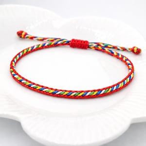 Pulsera de nudos de cuerda de la suerte hecha a mano budista del Tíbet, pulsera trenzada, oración de meditación de yoga, hilo de protección.