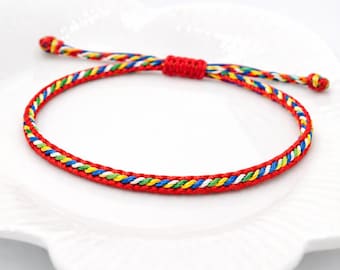 Tibet Buddhist Handmade Lucky Rope Knots Bracelet, Braided Bracelet, Yoga Meditation Prayer, protection thread.