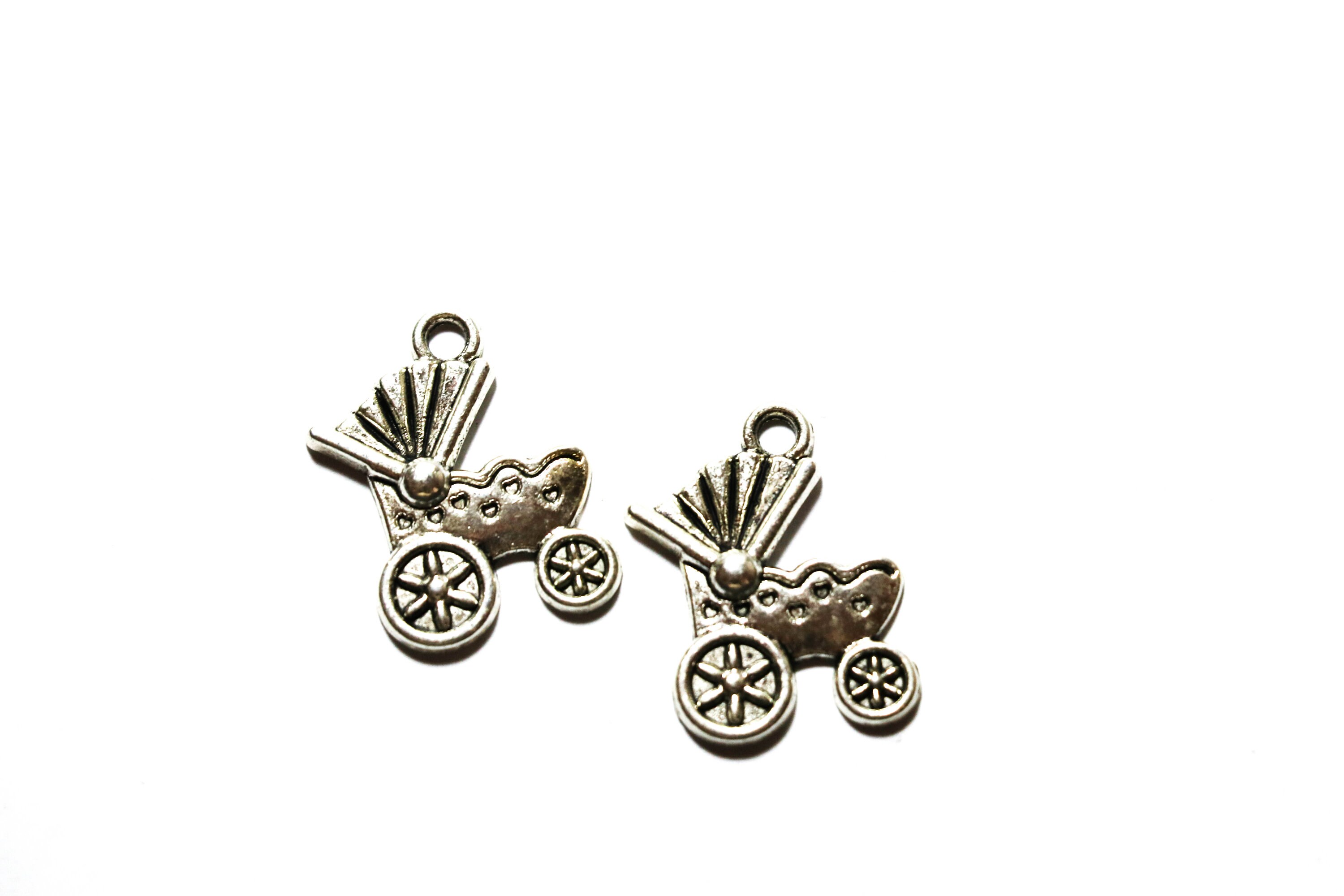 Charm Tibetan Baby Pushchair Pram 20mm Keyring/ Pendant Charm Tibetan Baby Pushchair Pram 20mm Keyring/ Pendant