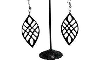 Teardrop earrings, earrings, dangle earrings, black teardrop earrings, acrylic earrings, boho earrings, intricate earrings, light weight ear