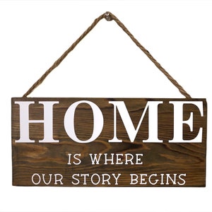 Home is where our story begins, home, home sign, farmhouse, rustic, love sign, home entry sign, farmhouse decor, wood sign, sign