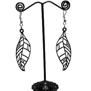 Feather earrings, earrings, feather, dangle earrings, black feather, black feather earrings, acrylic earrings, acrylic feather earrings