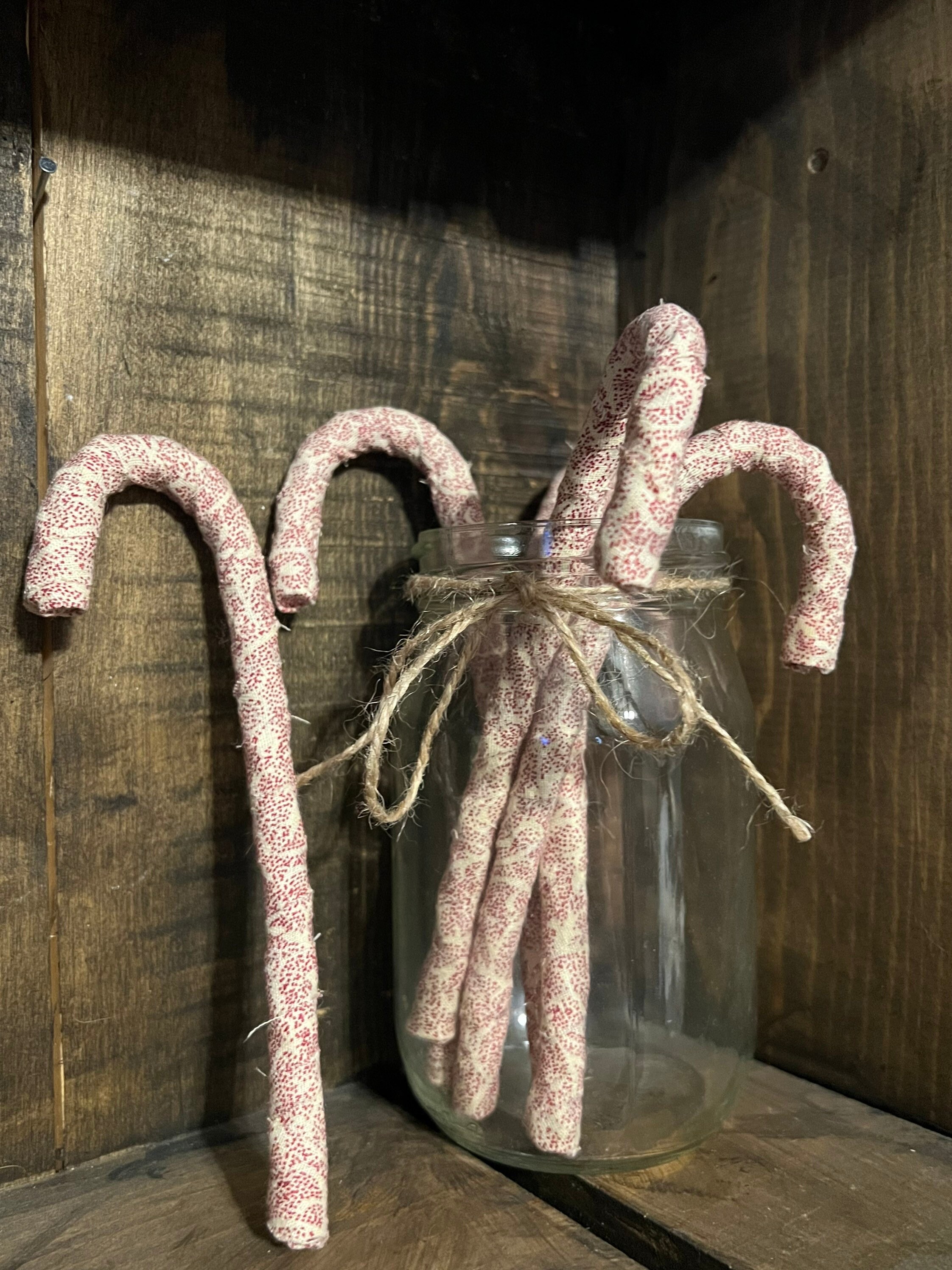 Primitive Candy Cane, Rustic, Fabric Wrapped Candy Cane, Candy Cane ...