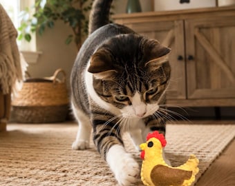 Chicken Catnip Cat Toy, Handmade Interactive Cat Toy, Catnip Toy for Cats & Kittens, Gift for Cat Lovers