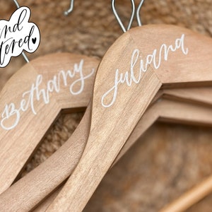 Bridesmaid hangers wood hanger with name for bridal party matching wood hangers bridesmaids hangers personalized custom bridesmaid hangers