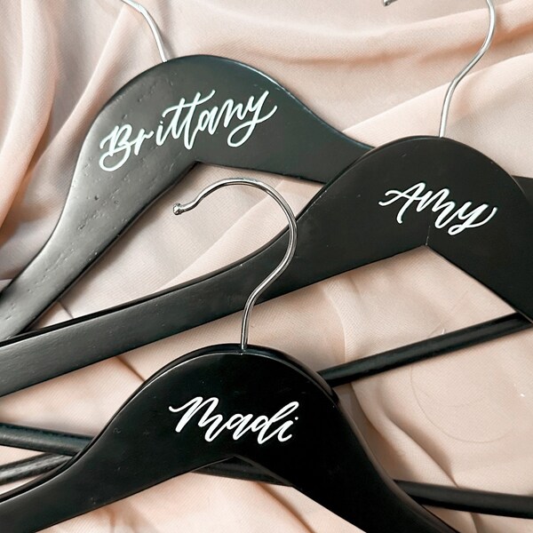 Bridal party hangers black wedding hanger bridesmaid hangers custom bridal party hangers black bridesmaid hanger wedding day gift from bride