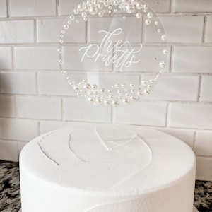 Pearl acrylic cake topper acrylic wedding cake topper hexagon clear cake topper