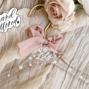 Flower girl hanger with pearls - acrylic hanger wedding flower girl Pearl hanger personalized flower girl hanger gift clear hanger toddler