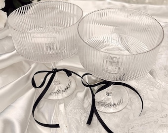 Personalized engraved champagne coupe custom glassware wedding champagne glass personalized coupe toasting glasses bridesmaid martini glass