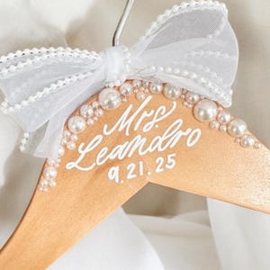 Pearl bride hanger custom wedding dress hanger with pearls personalized bridal hanger wedding must have bride getting ready gift for bride