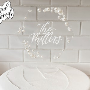 Pearl acrylic cake topper acrylic wedding cake topper