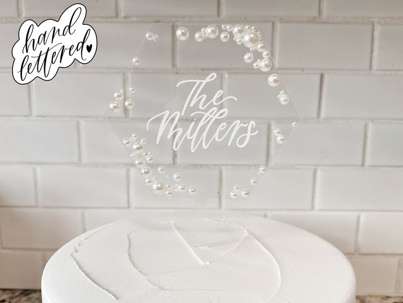 Pearl acrylic cake topper acrylic wedding cake topper