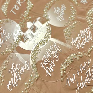 Pearl acrylic cake topper acrylic wedding cake topper hexagon cake topper bride and groom name cake topper with pearls cake topper wedding