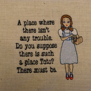 Wizard of Oz embroidery design - Dorothy and Toto embroidery file - Ruby red slippers - two quotes included - instant download
