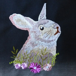 Rabbit embroidery design, machine embroidery bunny Easter bunny
