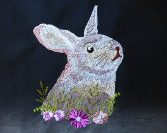 Rabbit embroidery design, machine embroidery bunny Easter bunny