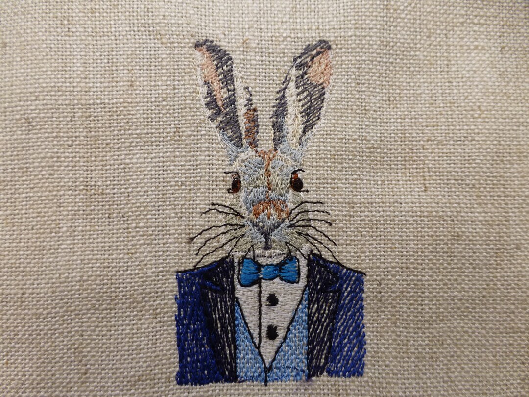 Rabbit Embroidery Design Hare in Suit Embroidery File Hipster Bunny ...