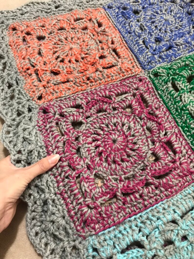 Crochet Blanket Granny square Crocheted Willow square cot Etsy