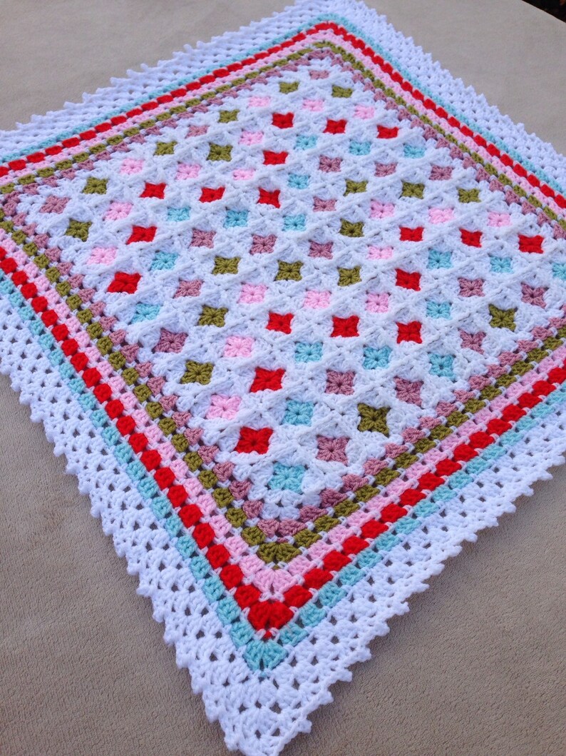 Baby blanket Crochet Blanket Cath Kidston inspired colours Etsy