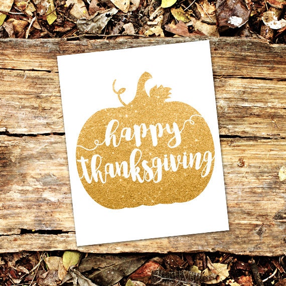 Happy Thanksgiving Glitter Pumpkin Digital 8x10 Printable Etsy