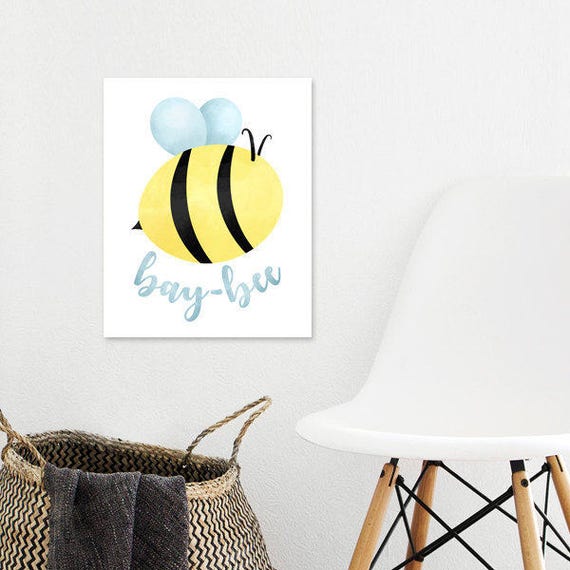 Bay Bee Digital 8x10 Printable Poster Cute Baby Bumblebee Pun Etsy