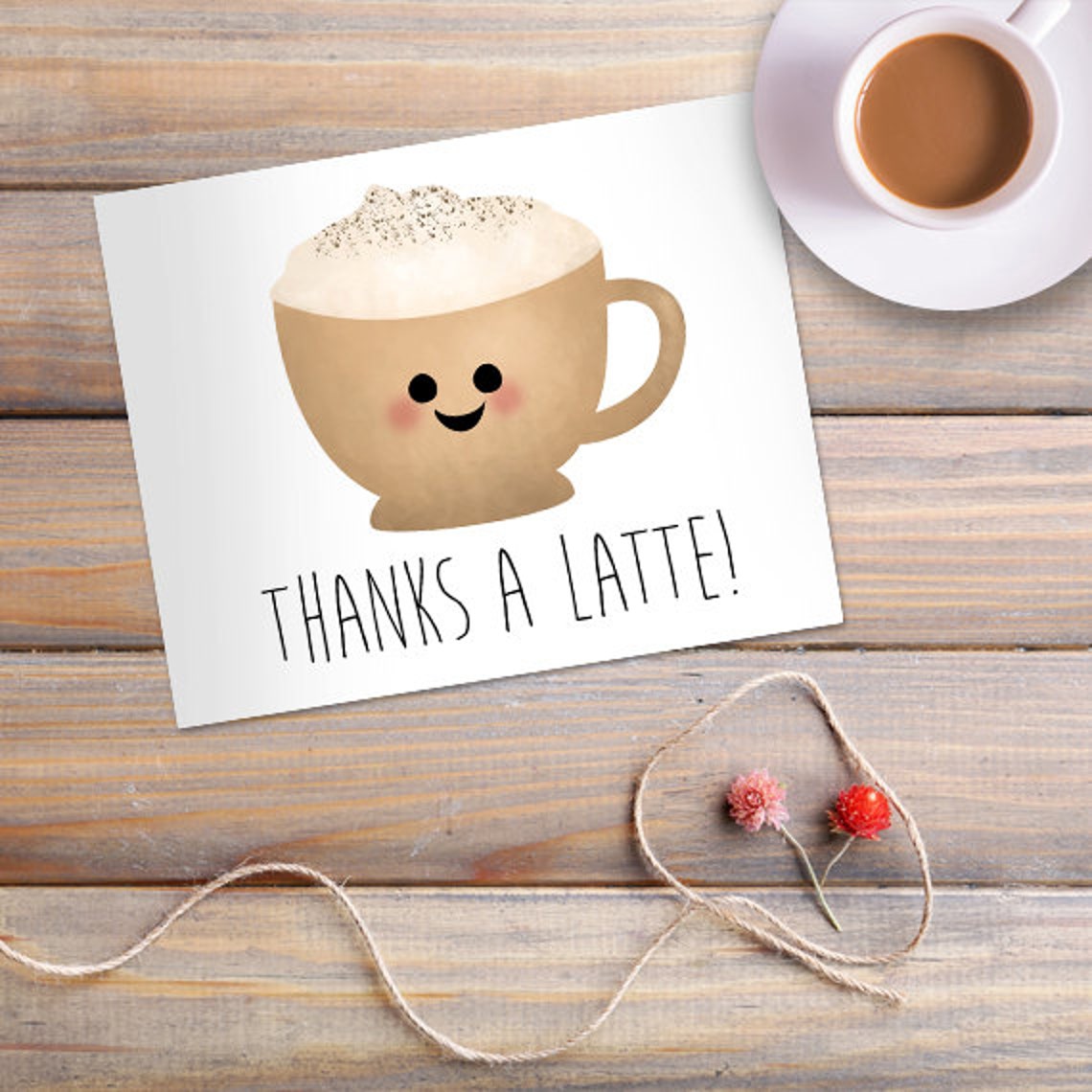 Thanks A Latte Digital 8x10 Printable Poster Funny Thank You Etsy