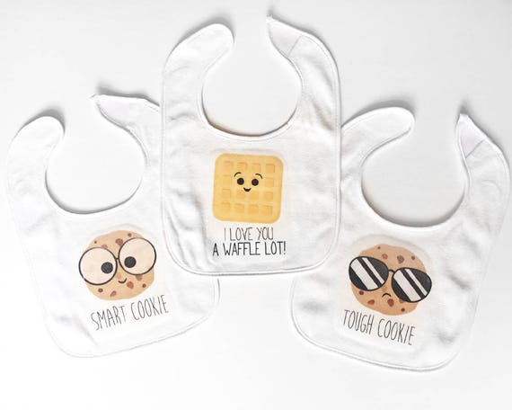 Funny Baby Bibs Smart Cookie I Love You A Waffle Lot Tough Etsy