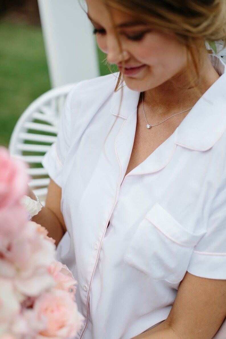ALL WHITE Bridesmaid Pyjamas Matching Pj's Sets Bridal Etsy