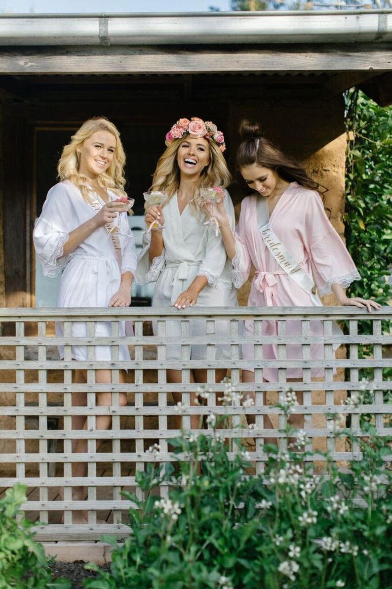 Bridesmaid Gift Set Personalized Matching Robes Blush Pink Etsy