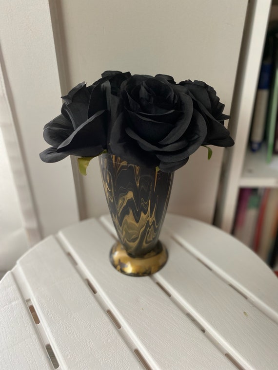 Black Paint Pouring Vase Etsy